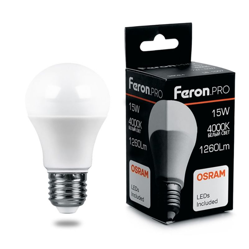 Светодиодная лампа Feron E27 15W 4000K 38036
