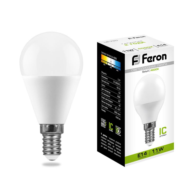 Светодиодная лампа Feron E14 11W 4000K 25947