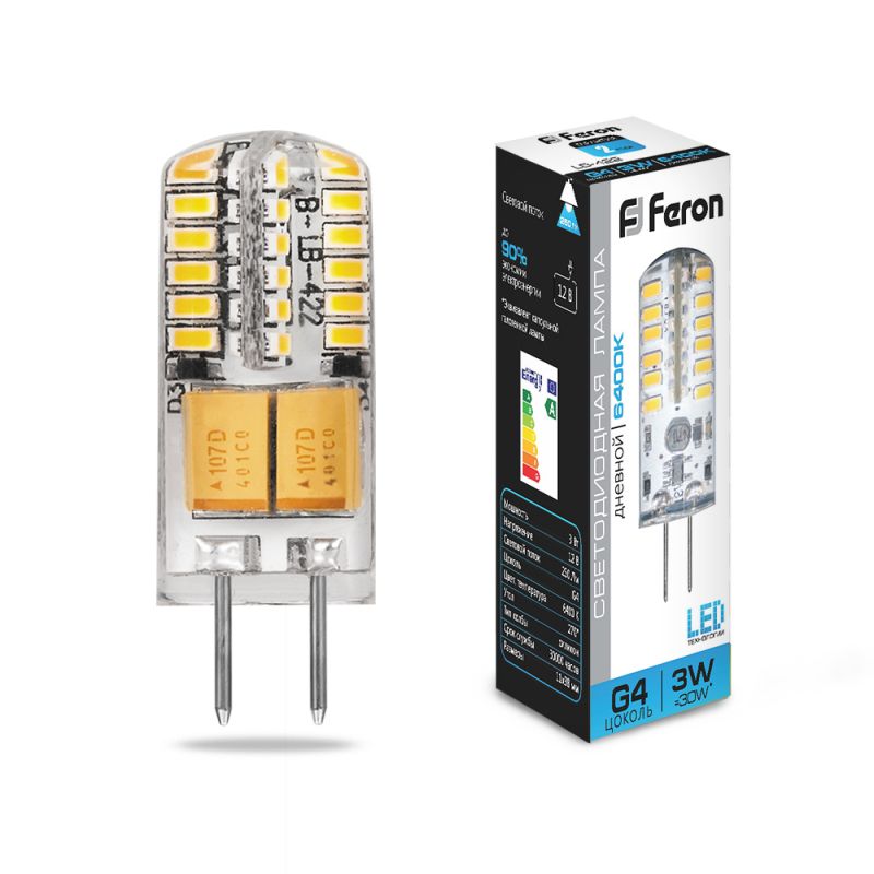 Светодиодная лампа Feron G4 3W 6400K 25533