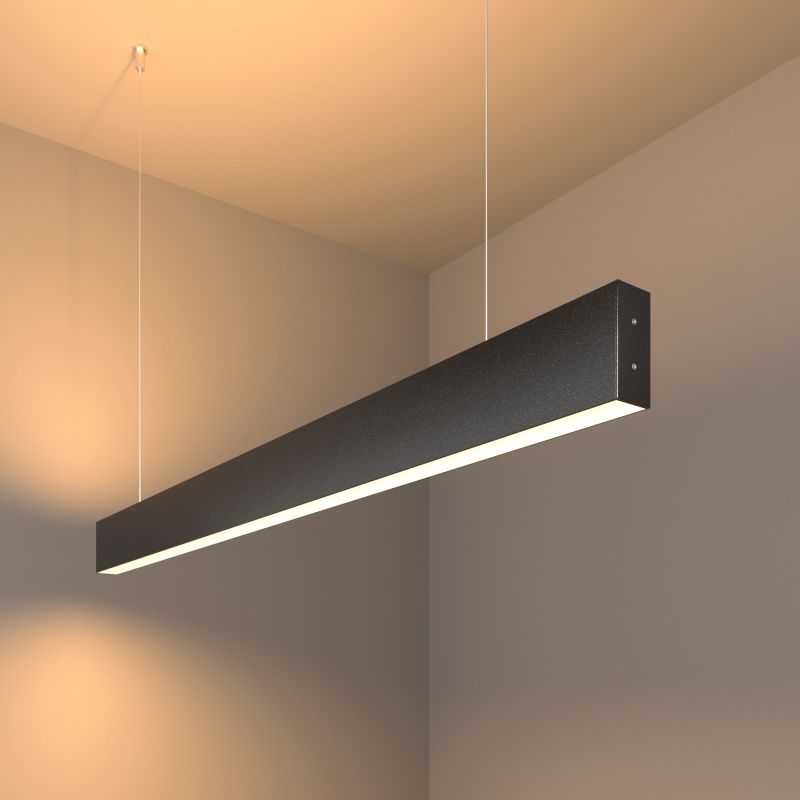 Линейный светодиодный подвесной двусторонний светильник 103см 40Вт 3000К черная шагрень 101-200-40-103