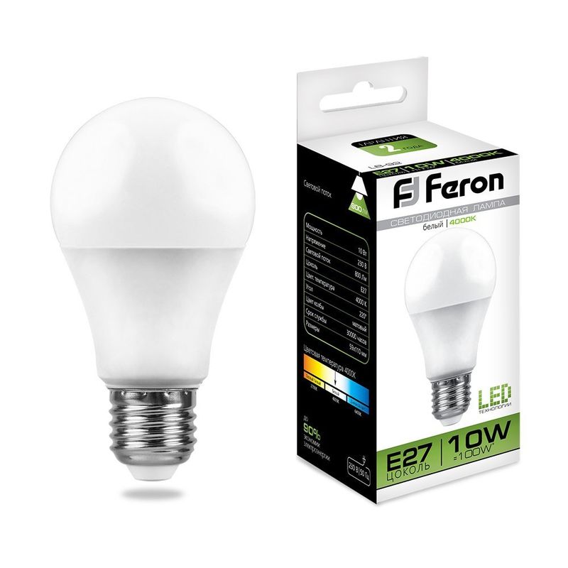 Светодиодная лампа Feron E27 10W 4000K 25458