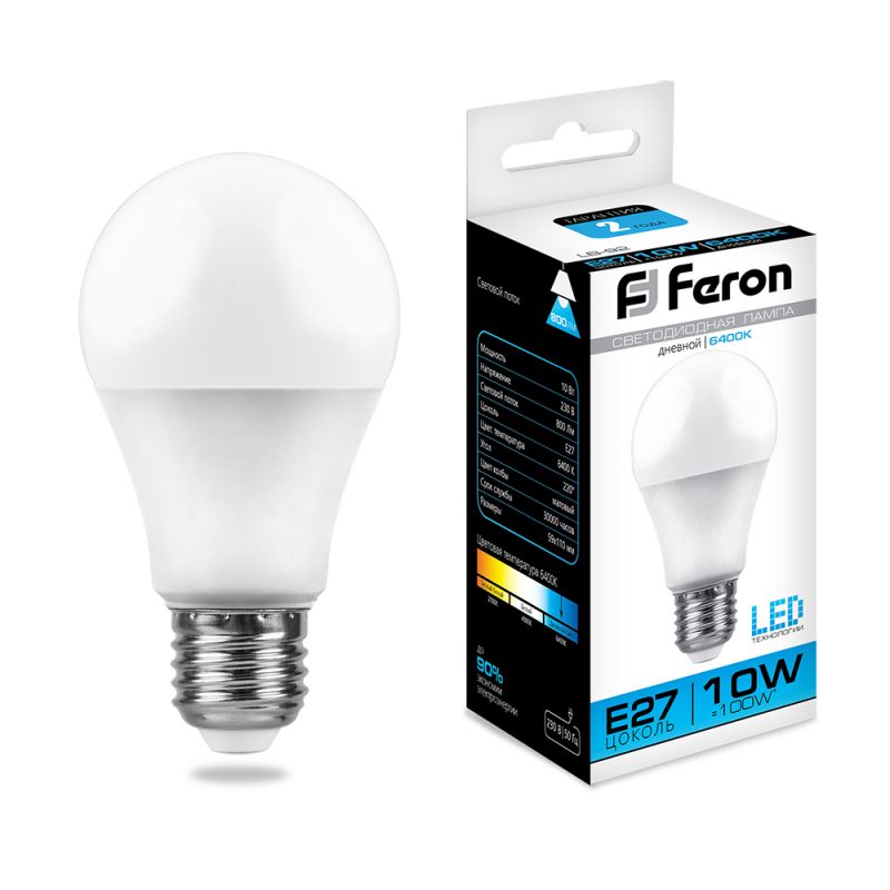 Светодиодная лампа Feron E27 10W 6400K 25459