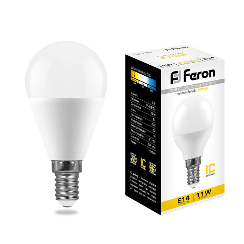 Светодиодная лампа Feron E14 11W 2700K 25946