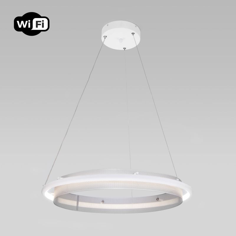 Подвесной светодиодный светильник с управлением по Wi-Fi 90241/1 белый/ серебро Smart