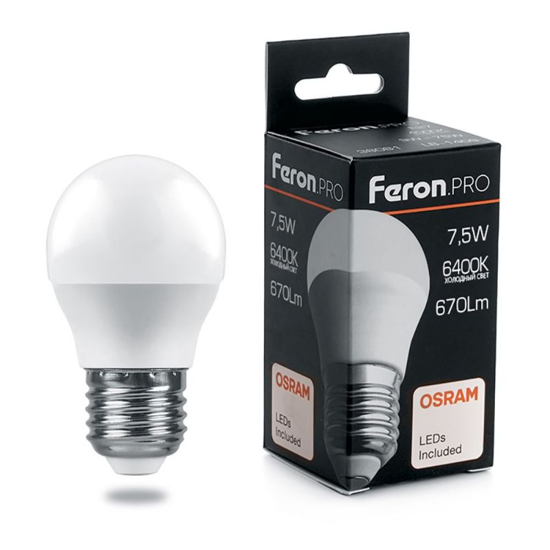 Светодиодная лампа Feron E27 7,5W 6400K 38076