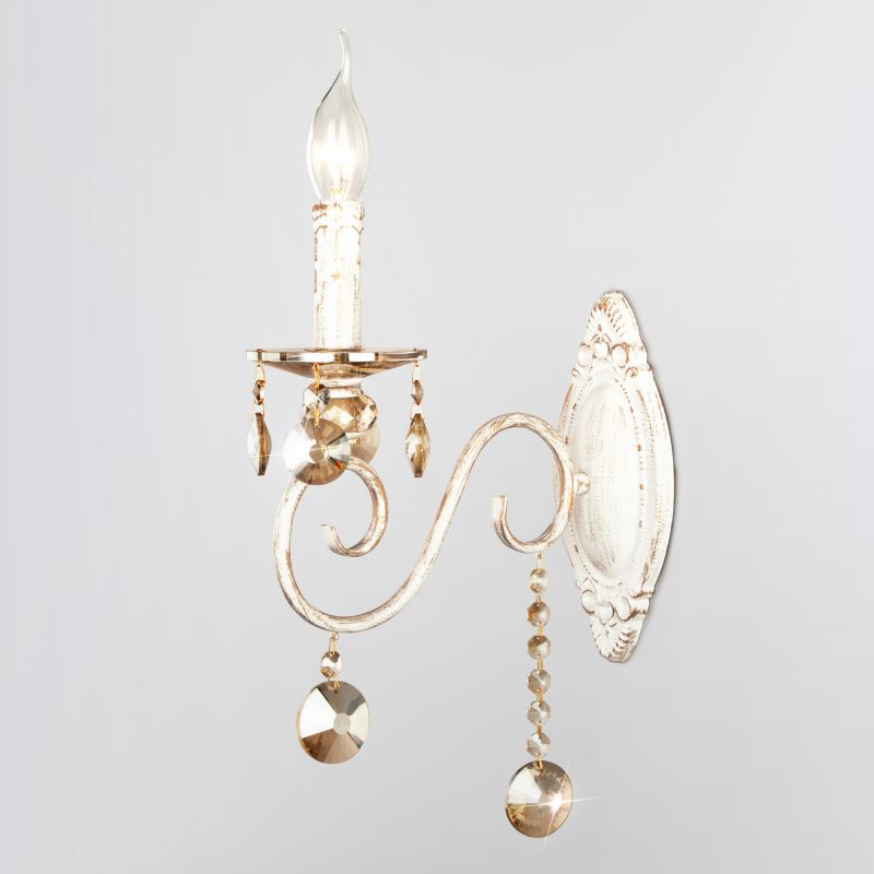 Настенный светильник Eurosvet Ravenna 10104/1 белый с золотом/тонированный хрусталь Strotskis
