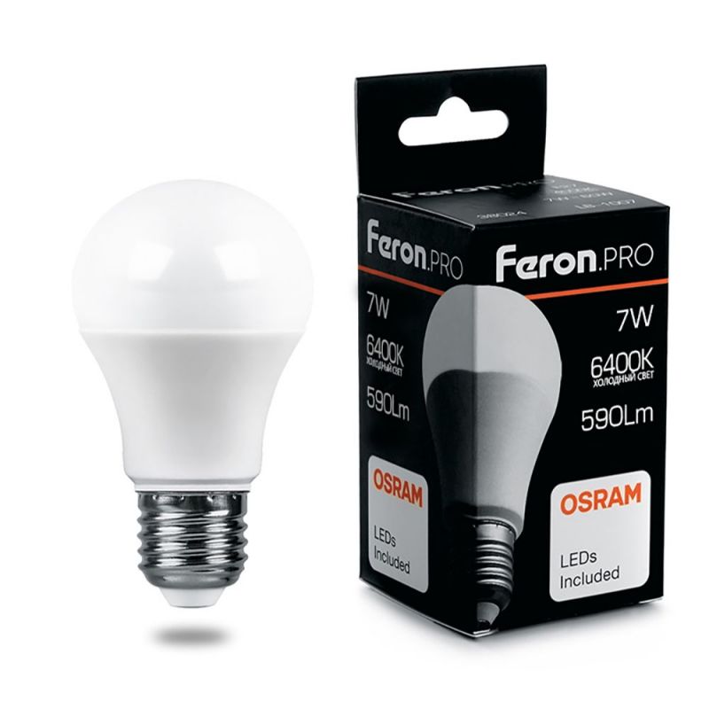 Светодиодная лампа Feron E27 7W 6400K 38025