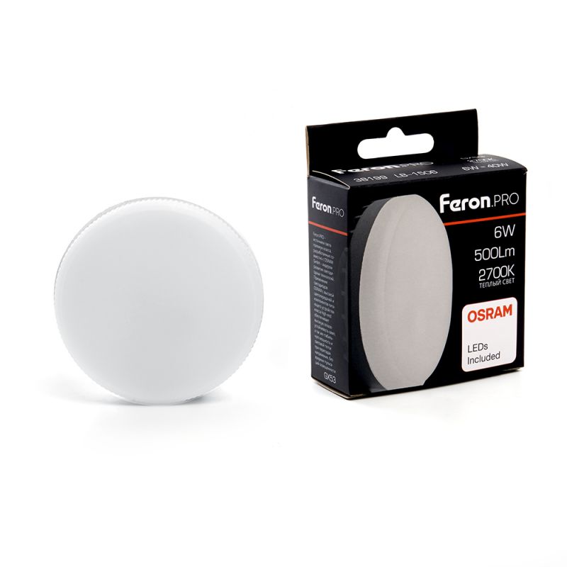 Светодиодная лампа Feron 38199 GX53 6W белый, теплый