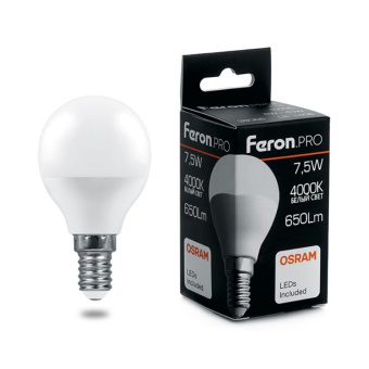Светодиодная лампа Feron E14 7,5W 4000K 38072